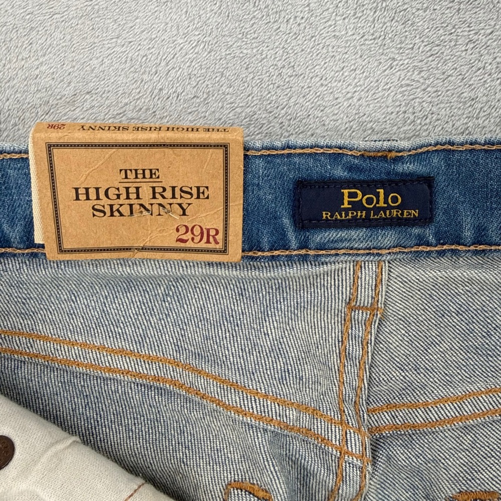 Polo Ralph Lauren High Rise Skinny Jeans Womens 29R Medium Wash Blue Denim NWT - Picture 6 of 14
